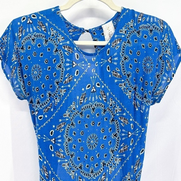 JEN’S Pirate Booty Dixie Blue Bandana Maxi Dress Open Back Short Sleeve Small - Picture 5 of 10